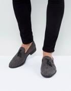 Asos Tassel Loafer In Gray And Black Print - Gray