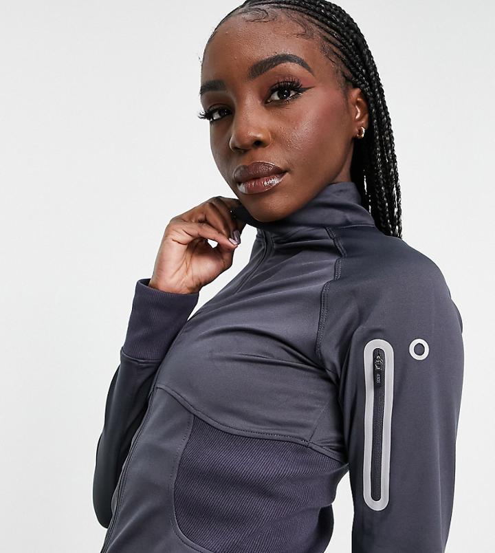 Asos 4505 Tall Run Jacket With Thumb Holes And Phone Pocket-grey