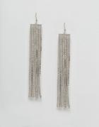 Asos Stone Set Chain Fringe Earrings - Silver