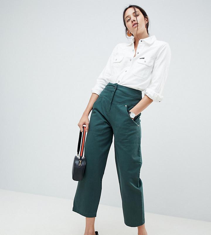 Asos Design Balloon Leg Pants With Detachable Back Pocket In Forest Green - Green