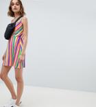 Reclaimed Vintage Inspired Stripe Print Cowl Neck Dress - Multi