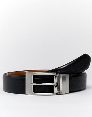 Moss London Reversible Belt In Faux Leather - Brown