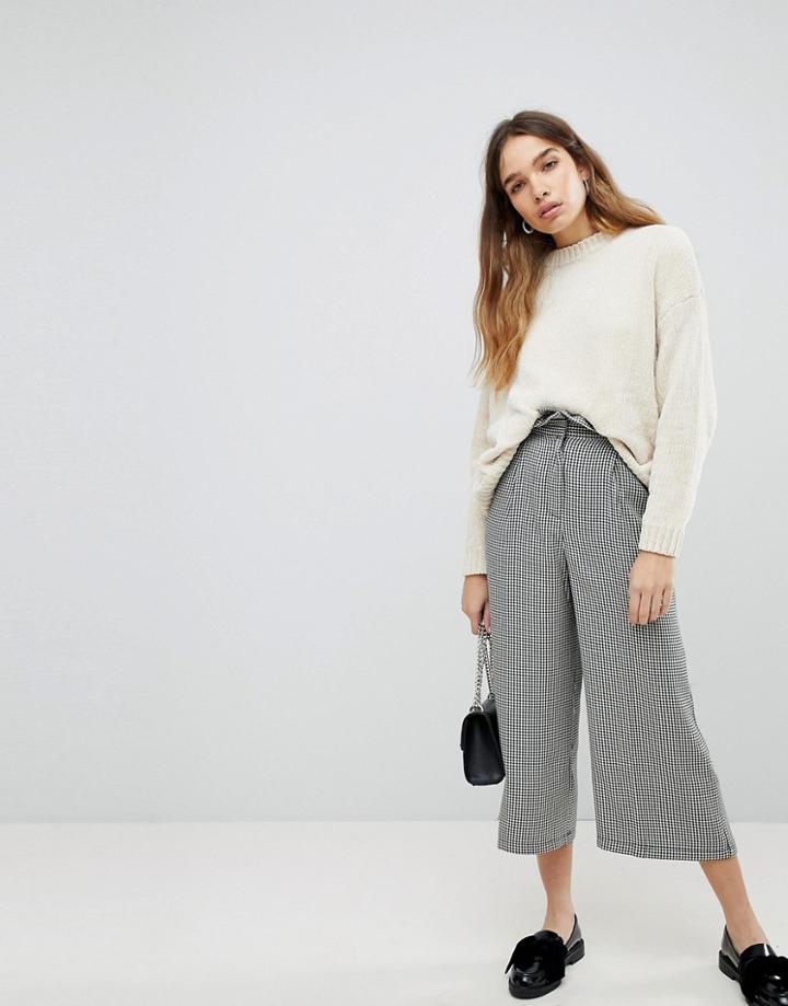 Pull & Bear Dog Tooth Pants - Black