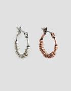 Asos Hoop Earring Pack In Burnished Copper And Silver - Multi