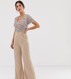 Maya Mesh All Over Scattered Sequin Pleated Maxi Dress In Soft Peach-pink
