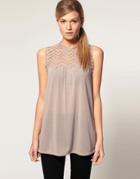 Asos Lace Panel Shell - Black