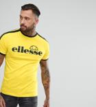 Ellesse Ringer T-shirt With Striped Sleeve In Yellow - Yellow