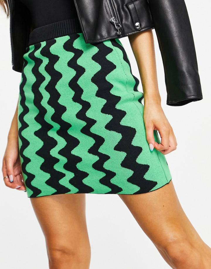 Monki Boya Wavy Mini Knit Skirt In Multi - Part Of A Set