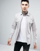 Asos Skinny Western Denim Shirt In Light Gray - Gray