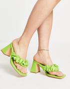 Topshop Nori Ruched Mule Block Heel Sandal In Lime-green