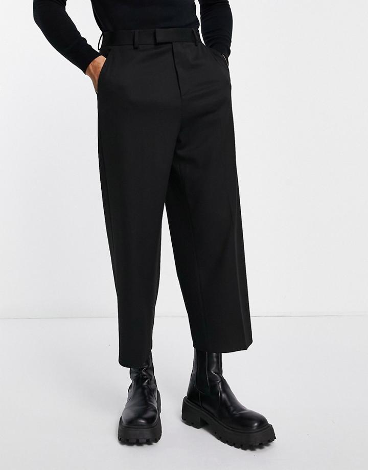 Asos Design Wide Culotte Smart Pants In Black