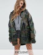 Reclaimed Vintage Inspired Raincoat In Camo - Green
