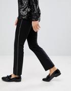 Noose & Monkey Super Skinny Pants In Cotton Sateen With Piping - Black