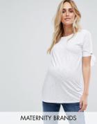 New Look Maternity Bow Tie Sleeve T-shirt - White