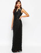 Asos Red Carpet Delicate Beaded Keyhole All Over Embellished Maxi Dress - Black