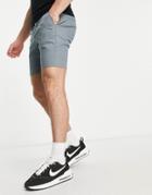 Asos Design Skinny Chino Shorts In Blue
