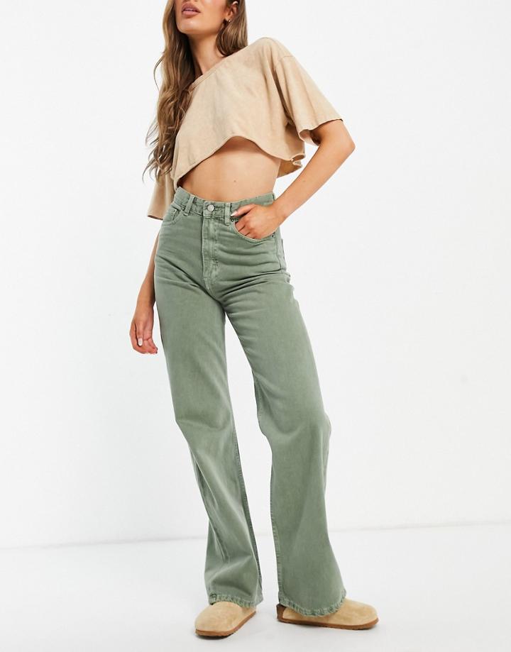 Dr Denim Echo Super High Rise Straight Leg Jean In Khaki-green