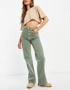 Dr Denim Echo Super High Rise Straight Leg Jean In Khaki-green