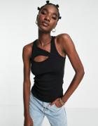 River Island Cut Out Tank Top In Black