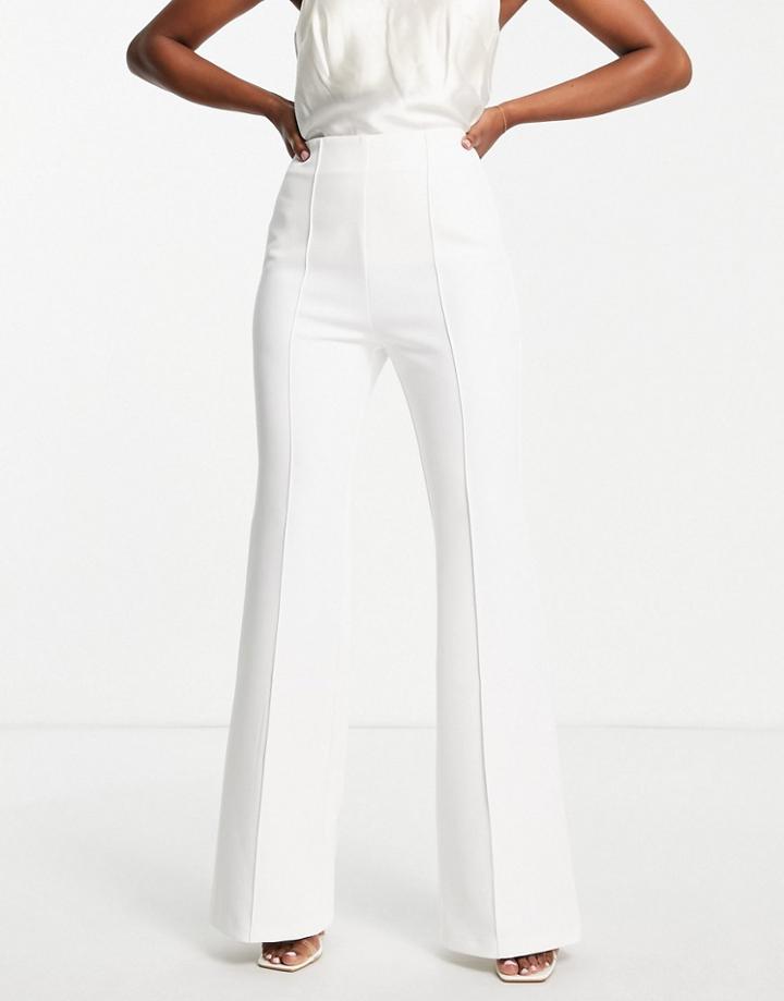 Aqaq Bridal Tailored Kick Flare Pants In White