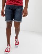 Threadbare Slim Denim Turn Up Shorts-navy