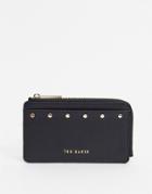 Ted Baker Kaittie Studded Zipped Leather Card Holder In Taupe-neutral