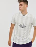 Adidas Originals T-shirt With Stripes And Central Logo In White - White