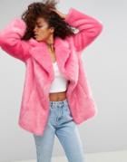Asos Pink Faux Fur Coat - Pink