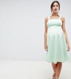 Asos Design Maternity Square Neck Prom Dress - Green