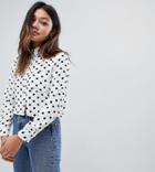 Daisy Street Blouse In Polka Dot - White