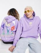 Asos Daysocial Unisex Oversized Hoodie With Gaming Graphic Print And Logo In Violet-purple