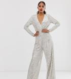 Tfnc Tall Wide Leg Pants In Silver Sequin - Multi