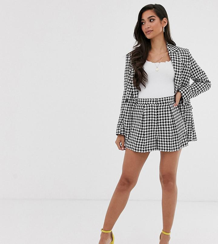 Asos Design Petite Dogstooth Slim Suit Shorts-multi