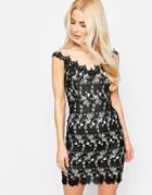 Sistaglam Grace Bardot Dress In Overlay Lace