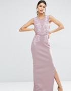 Asos Tall Red Carpet Lace Placed Sweetheart Maxi Dress - Purple
