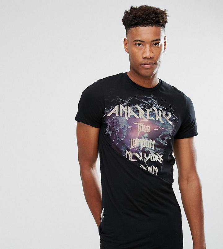 Religion Tall T-shirt With Anarchy Splicing Print - Black