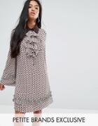 Sister Jane Petite Dress With Collar And Frills In Tile Print - Multi
