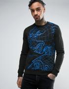 Versace Sweatshirt In Black With Embroidered Print - Black