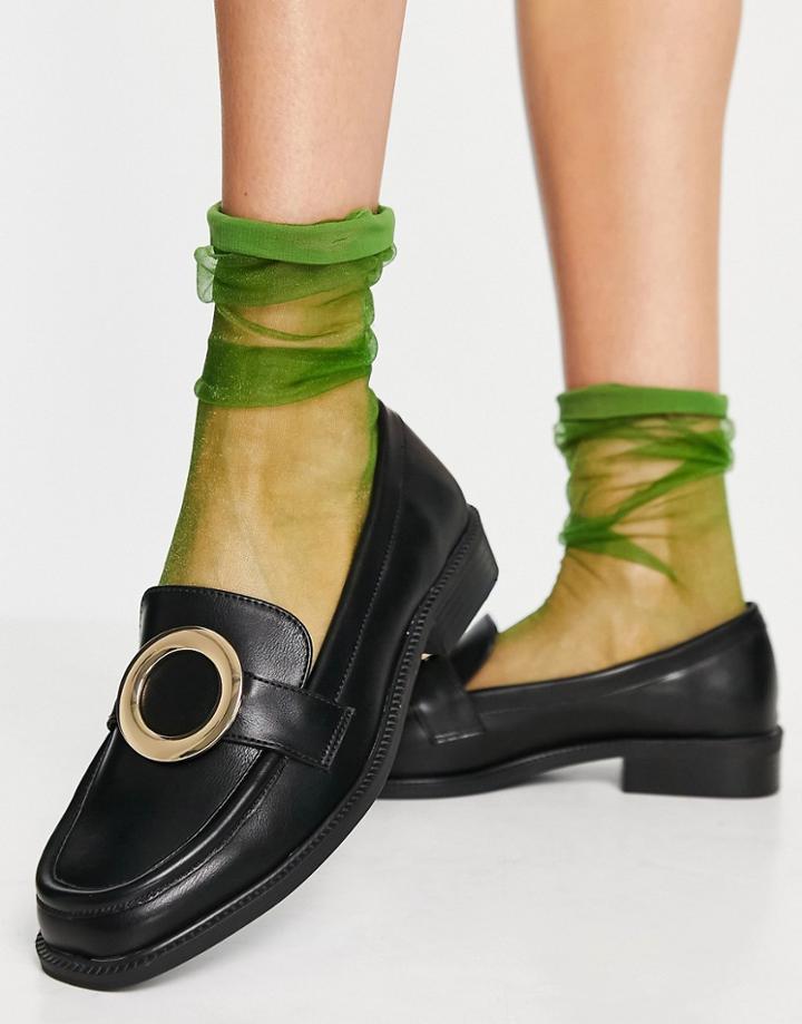 Asos Design Millie Loafers With Gold Ring In Black