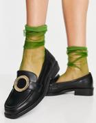 Asos Design Millie Loafers With Gold Ring In Black