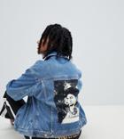 Reclaimed Vintage Revived Denim Jacket With Frida Back Print - Blue