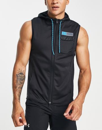 Under Armour Storm Hooded Vest In Black And Blue-multi