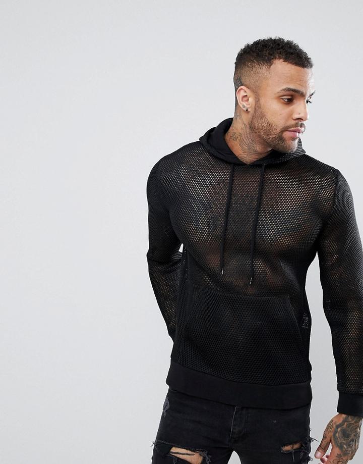 Asos Hoodie In Mesh - Black