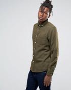 Asos Wool Mix Shirt In Khaki - Green