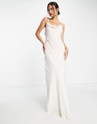 Pretty Lavish Bridesmaid Backless Chiffon Maxi Dress In Champagne-neutral