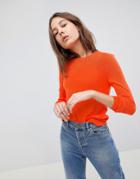Asos Sweater With Crew And Panel Detail-orange