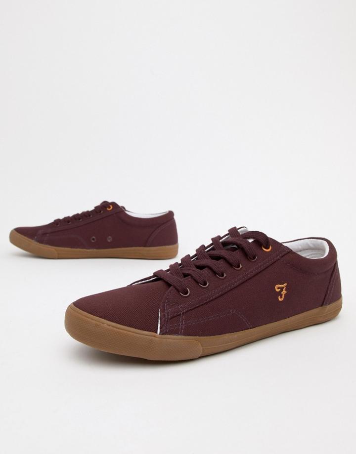 Farah Vintage Brucey Canvas Sneakers In Burgundy - Red
