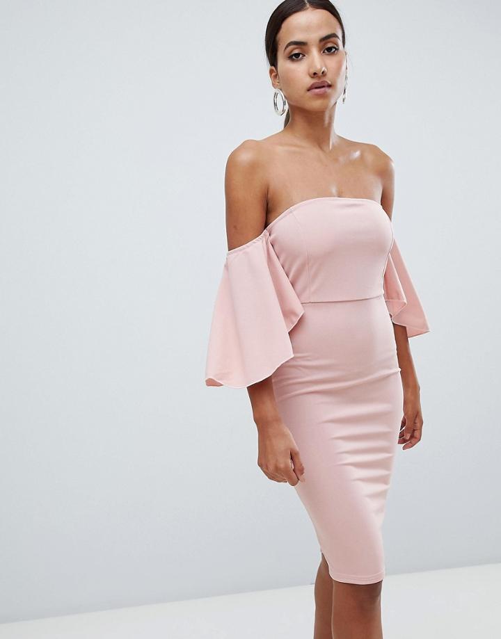 Ax Paris Off The Shoulder Midi Dress - Pink