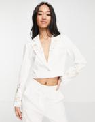 Hope & Ivy Bridal Peyton Crop Blazer In Ivory - Part Of A Set-white