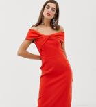 River Island Off The Shoulder Bodycon Dress In Red - Red